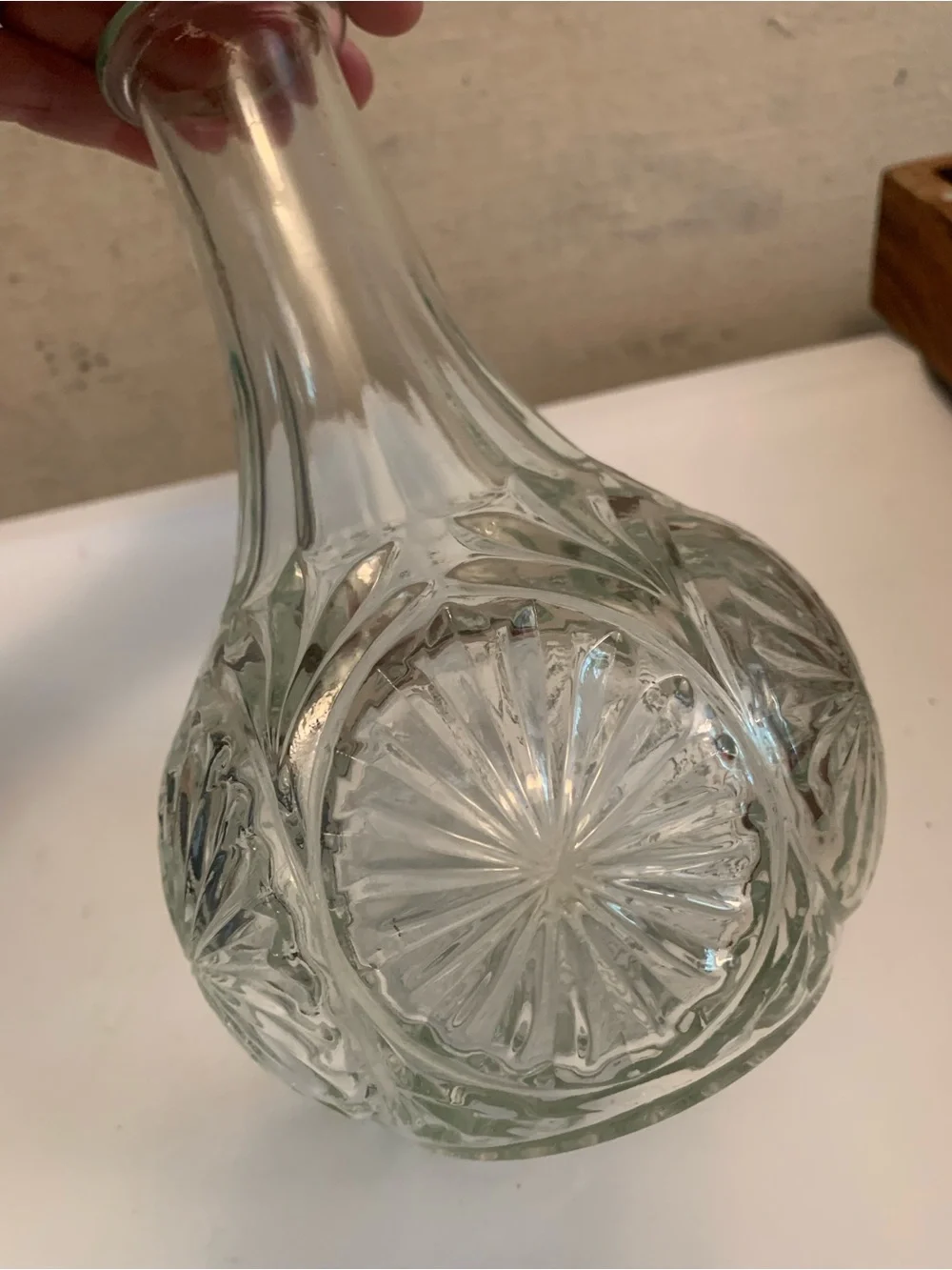 Vintage Glass Vase with Starburst Pattern - Home Accents